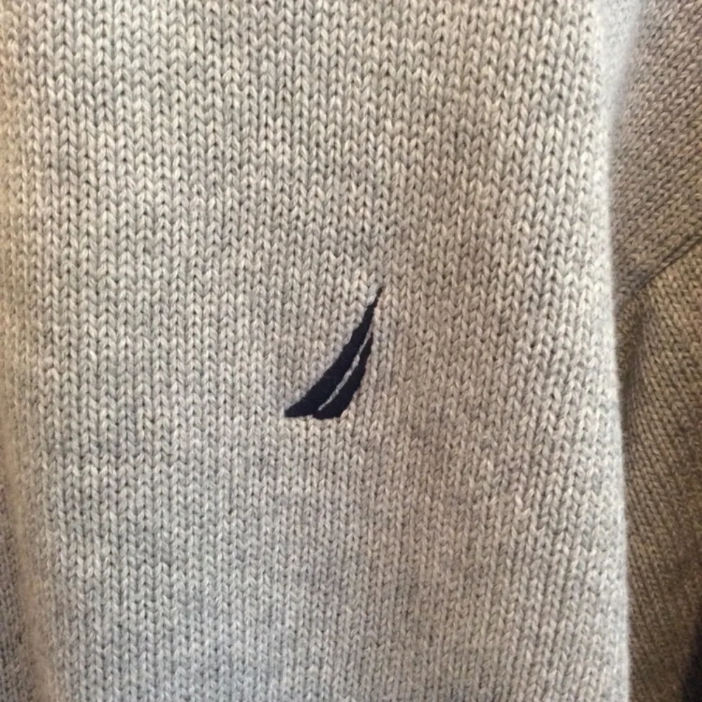 Nautica Men’s XL cotton knit light gray crew neck sweater nautical fisherman